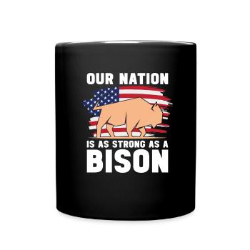 Amerikanischer Bison Büffel - Tasse einfarbig - Schwarz - Vorne