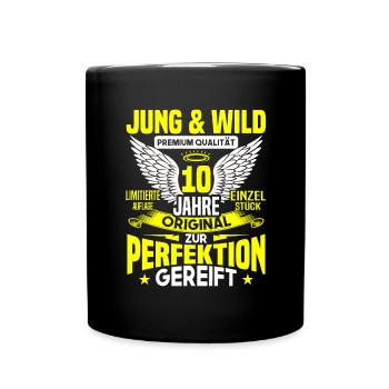 10 Jahre Jung & Wild 10. Geburtstag Geschenk - Tasse einfarbig - Schwarz - Vorne