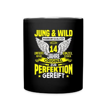 14 Jahre Jung & Wild 14. Geburtstag Geschenk - Tasse einfarbig - Schwarz - Vorne
