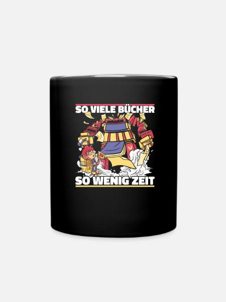 Bücherwurm Leseratte Buch Lesen - Tasse einfarbig - Schwarz