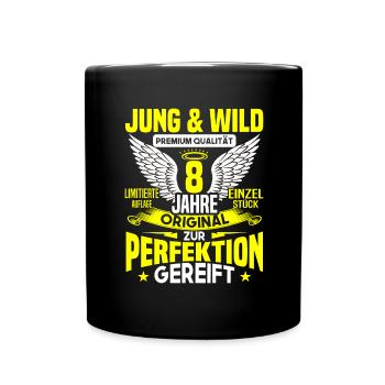 8 Jahre Jung & Wild 8. Geburtstag Geschenk - Tasse einfarbig - Schwarz - Vorne