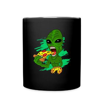 Alien Pizza - Tasse einfarbig - Schwarz - Vorne