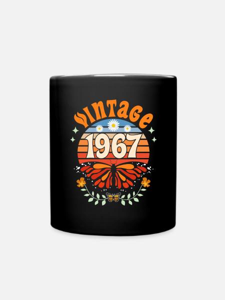Retro and Vintage 1967 Woman 55 Years Anniversary - Full Colour Mug - black