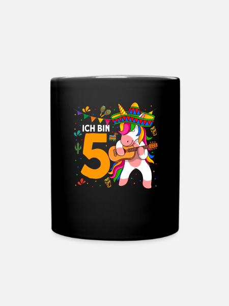 ich bin 5 Einhorn 5. Geburtstag Geschenk - Tasse einfarbig - Schwarz