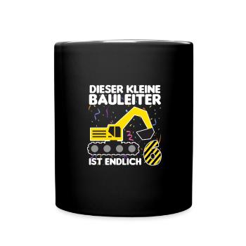 Bauleiter Bagger Geschenk 6. Geburtstag - Tasse einfarbig - Schwarz - Vorne