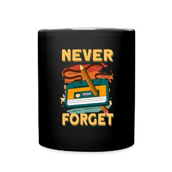 Retro Kassette 80er 90er Vintage Musikkassette - Tasse einfarbig - Schwarz - Vorne