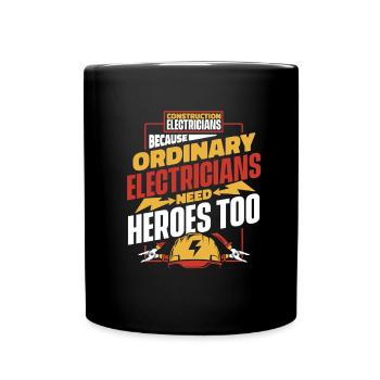 Electrician Electrical Engineer Electronics Technician - Full Colour Mug - black - Front