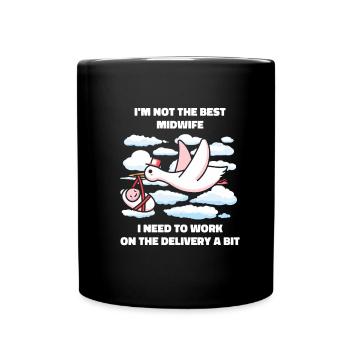 Hebamme Geburtshelfer - Tasse einfarbig - Schwarz - Vorne