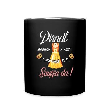 Dirndl Lustiger Spruch T-Shirt Festzelt Bussi - Tasse einfarbig - Schwarz - Vorne