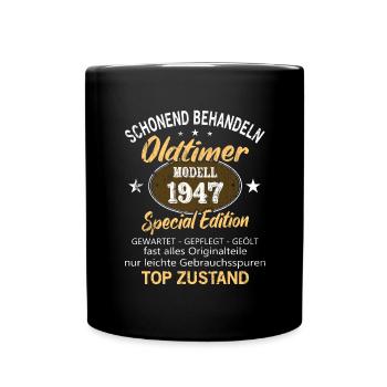 Oldtimer Baujahr 1947 Geboren Jahrgang 1947 - Tasse einfarbig - Schwarz - Vorne