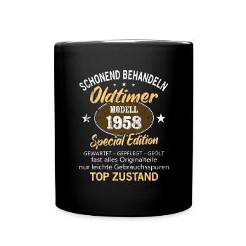 Oldtimer Baujahr 1958 Geboren Jahrgang 1958 - Tasse einfarbig - Schwarz - Vorne