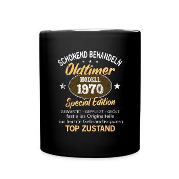 Oldtimer Baujahr 1970 Geboren Jahrgang 1970 - Tasse einfarbig - Schwarz - Vorne