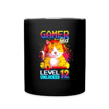 gamer girl 12th birthday gambling video games - Full Colour Mug - black - Front