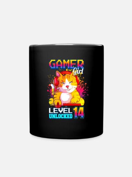 gamer girl 14. Geburtstag Zocken Videospiele - Tasse einfarbig - Schwarz