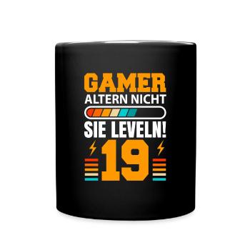gamer altern nicht - Zocken Gaming 19. Geburtstag - Tasse einfarbig - Schwarz - Vorne