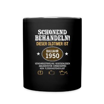 Schonend Behandeln Oldtimer Baujahr 1950 Geboren - Tasse einfarbig - Schwarz - Vorne