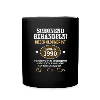 Schonend Behandeln Oldtimer Baujahr 1990 Geboren - Tasse einfarbig - Schwarz - Vorne