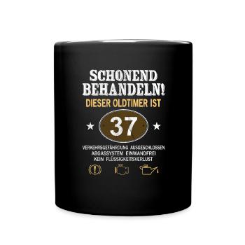 Schonend Behandeln Oldtimer Ist 37 Jahre 37. - Tasse einfarbig - Schwarz - Vorne