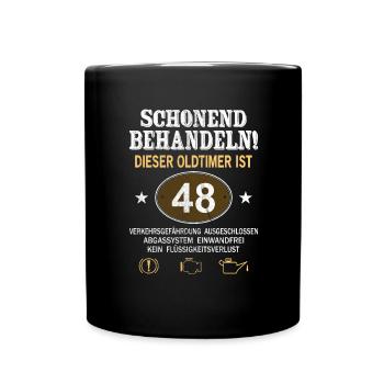 Schonend Behandeln Oldtimer Ist 48 Jahre 48. - Tasse einfarbig - Schwarz - Vorne