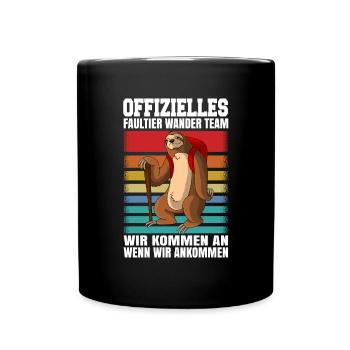 Faultier Wanderteam Wandern Geschenk - Tasse einfarbig - Schwarz - Vorne