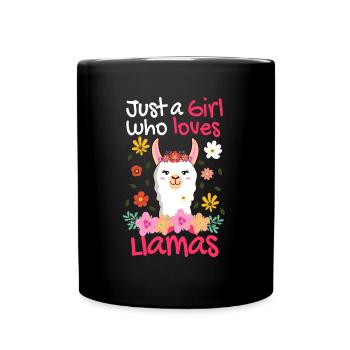 Juste une fille qui aime les lamas - cadeau alpaga - Mug uni - noir - Devant