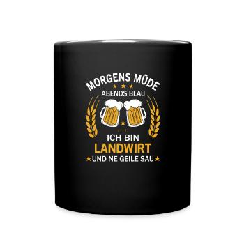 Morgens Müde Abends Blau Ich bin Landwirt - Tasse einfarbig - Schwarz - Vorne