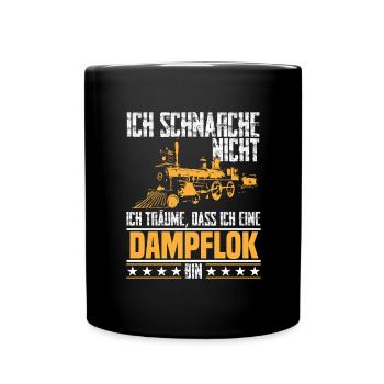 Dampflok Lokomotive Schnarchen Eisenbahn - Tasse einfarbig - Schwarz - Vorne