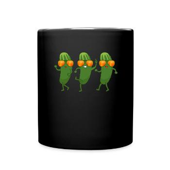 tanzende Gurken Dabbing Gurke Gemüse - Tasse einfarbig - Schwarz - Vorne