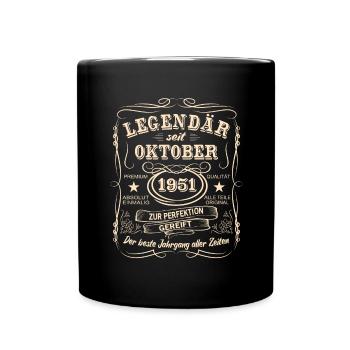 Legenden Oktober 1951 Geboren Jahrgang 1951 - Tasse einfarbig - Schwarz - Vorne
