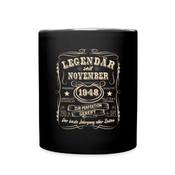 Legenden November 1948 Geboren Jahrgang 1948 - Tasse einfarbig - Schwarz - Vorne
