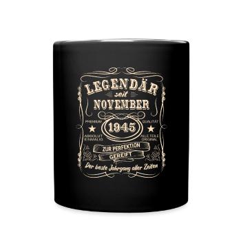 Legenden November 1945 Geboren Jahrgang 1945 - Tasse einfarbig - Schwarz - Vorne