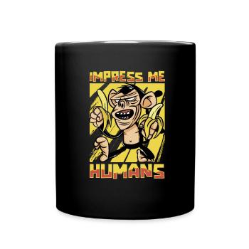 Affe Banane - Tasse einfarbig - Schwarz - Vorne