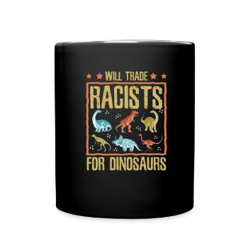 Dinosaurier Antirassismus - Tasse einfarbig - Schwarz - Vorne