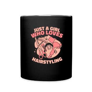 Hairdresser Hairstylist Girl - Full Colour Mug - black - Front