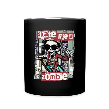 Skate like a Zombie - Lustiges Zombie Design - Tasse einfarbig - Schwarz - Vorne