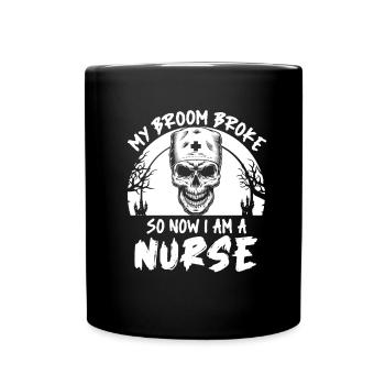 Halloween Skull Nurse - Full Colour Mug - black - Front