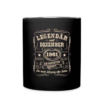 Legenden Dezember 1961 Geboren Jahrgang 1961 - Tasse einfarbig - Schwarz - Vorne