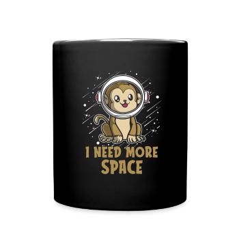 Monkey Astronaut I Need More Space - Full Colour Mug - black - Front