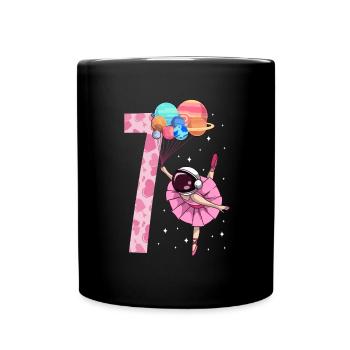 Ballerina astronaute Fille 7ème anniversaire - Mug uni - noir - Devant