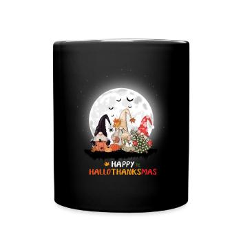 happy hellothanksmas Halloween Christmas - Full Colour Mug - black - Front