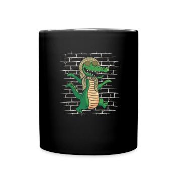 Krokodil Alligator - Tasse einfarbig - Schwarz - Vorne