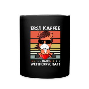 Pferd Reitsport Sonnenbrille Kaffee - Tasse einfarbig - Schwarz - Vorne