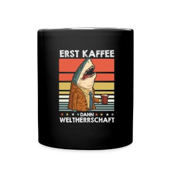 Haifisch Kaffee - Tasse einfarbig - Schwarz - Vorne