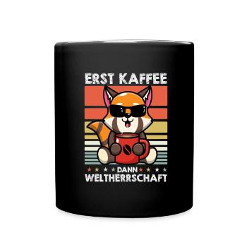 Roter Panda Sonnenbrille Kaffee - Tasse einfarbig - Schwarz - Vorne
