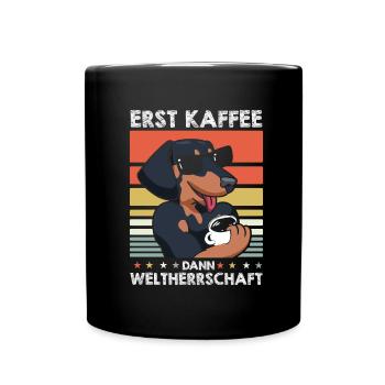 Dackel Dachshund Kaffee-Sonnenbrille - Tasse einfarbig - Schwarz - Vorne