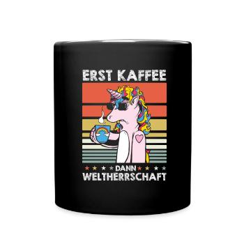 Einhorn Unicorn Kaffee Sonnenbrille - Tasse einfarbig - Schwarz - Vorne