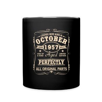 Vintage October 1957 Birthday - Full Colour Mug - black - Front