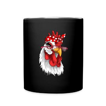 Hühner bandana mit Sonnenbrille kopftuch - Tasse einfarbig - Schwarz - Vorne