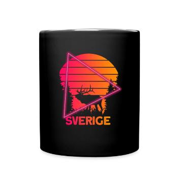 sverige Elch Schweden skandinavien vaporwave - Tasse einfarbig - Schwarz - Vorne