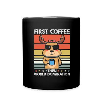 Hirsch Kaffee Sonnenbrille - Tasse einfarbig - Schwarz - Vorne